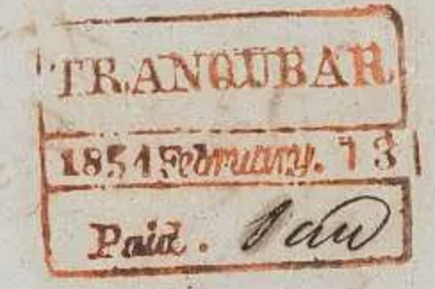HG 6 handstamp from Tranquebar