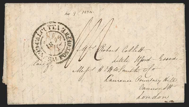 Calcutta SD8 pre stamp cover — back (COV-236)