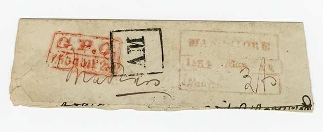 20 May 1854 Bangalore HG 9 pre stamp cover — COV-3692