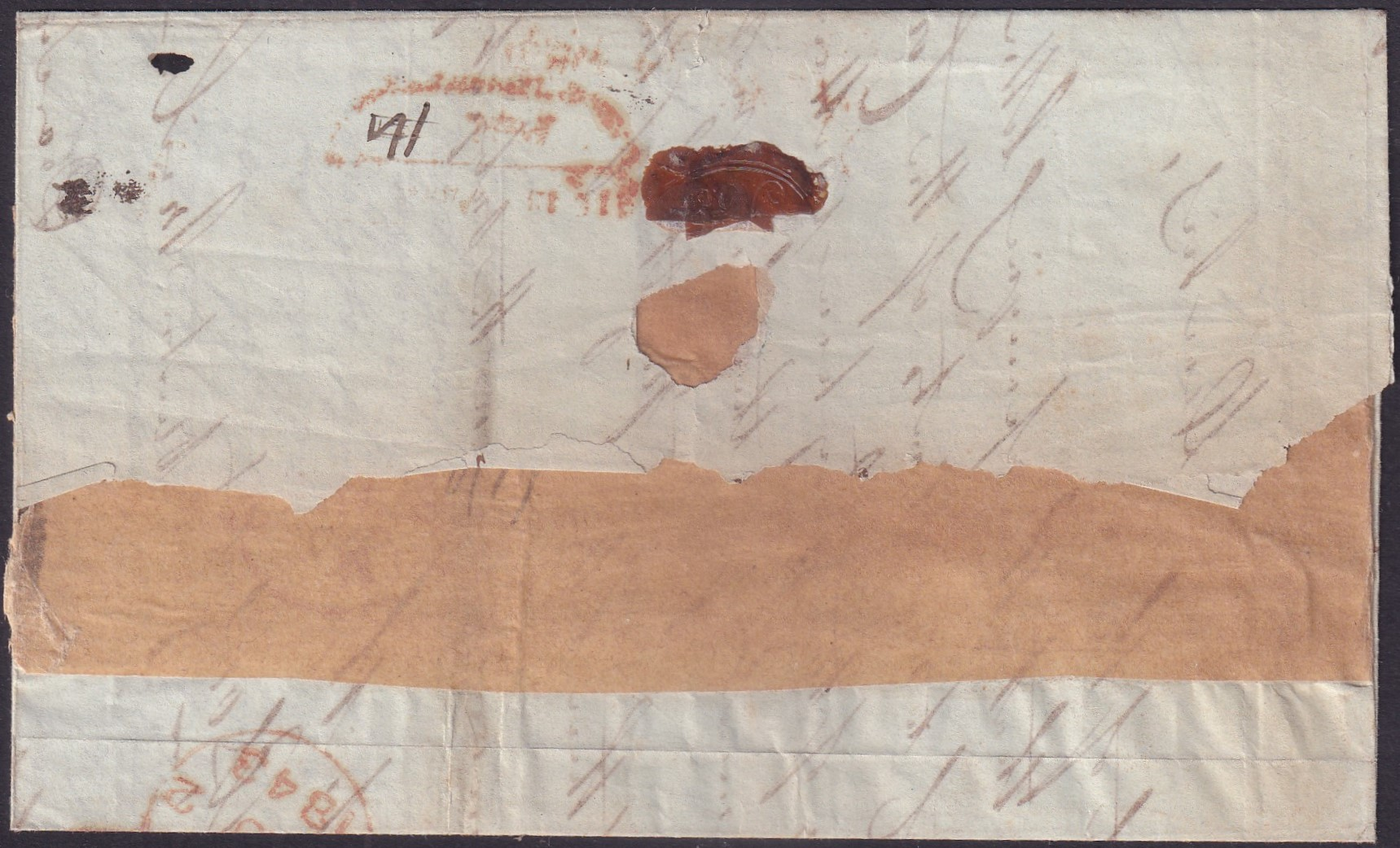 Calcutta SD16 pre stamp cover — back (COV-3144)
