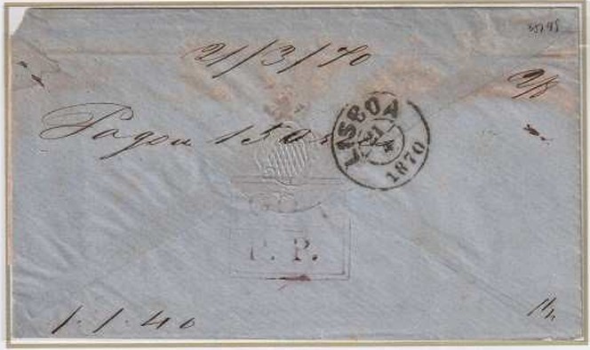 Pre-stamp cover of India — 21 March 1870, Goa FP 10 handstruck folded letter (COV-3217)