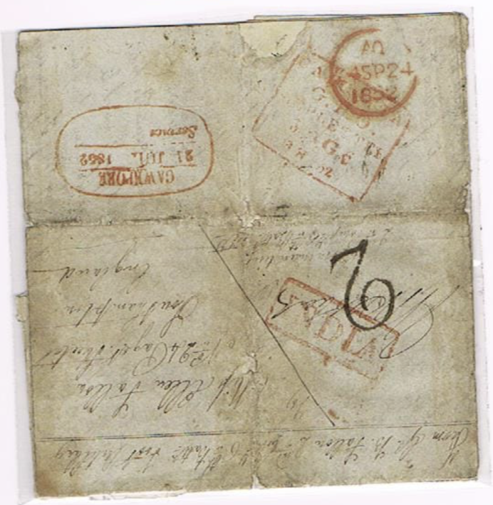 21 July 1852 Cawnpore HG 16 pre stamp cover — COV-2825