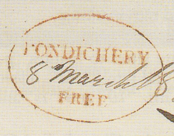 HG 9 handstamp from Pondicherry