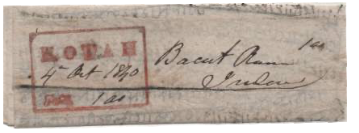 COV-2431 — 4 October 1840 Kotah HG 1 pre-stamp cover