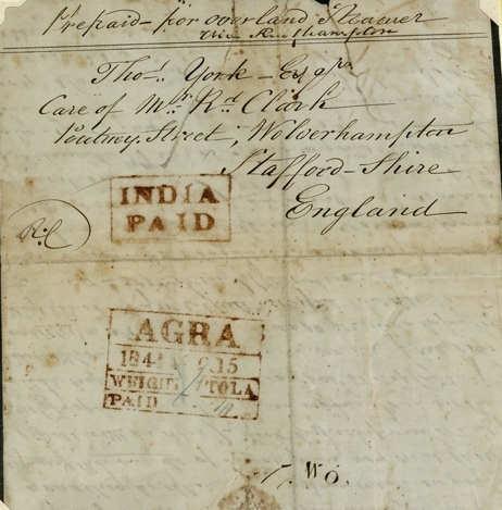 1844 Agra HG 8 pre stamp cover — COV-4487