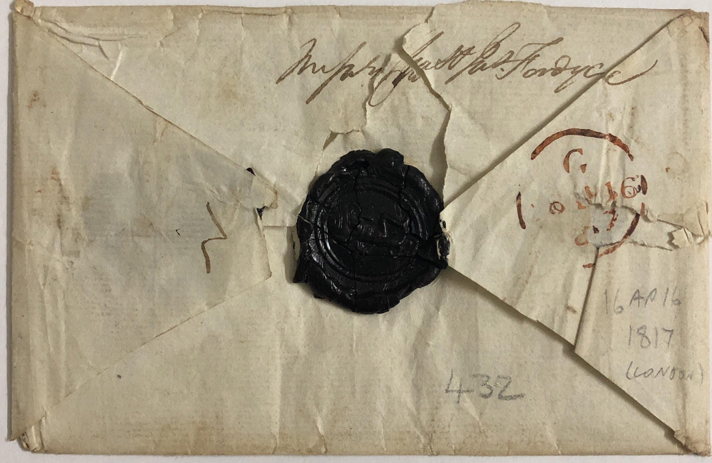 Calcutta SD5 pre stamp cover — back (COV-3397)