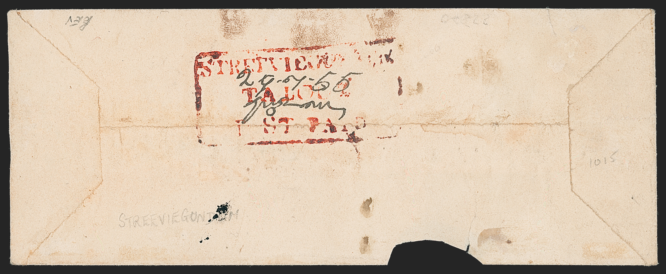 29 July 1855 Streevicundam HG 1 pre stamp cover — COV-2835