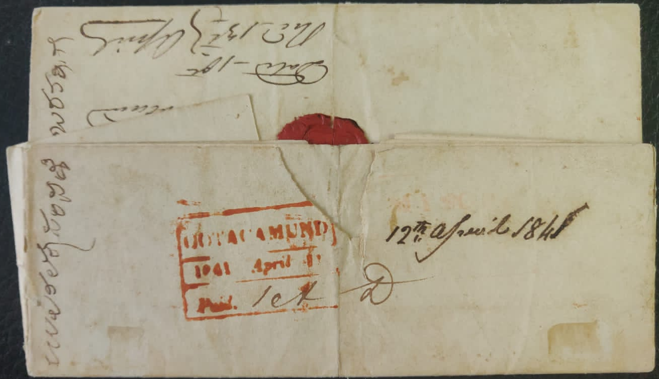 12 April 1848 Ootacamund HG 4 pre stamp cover — COV-4245