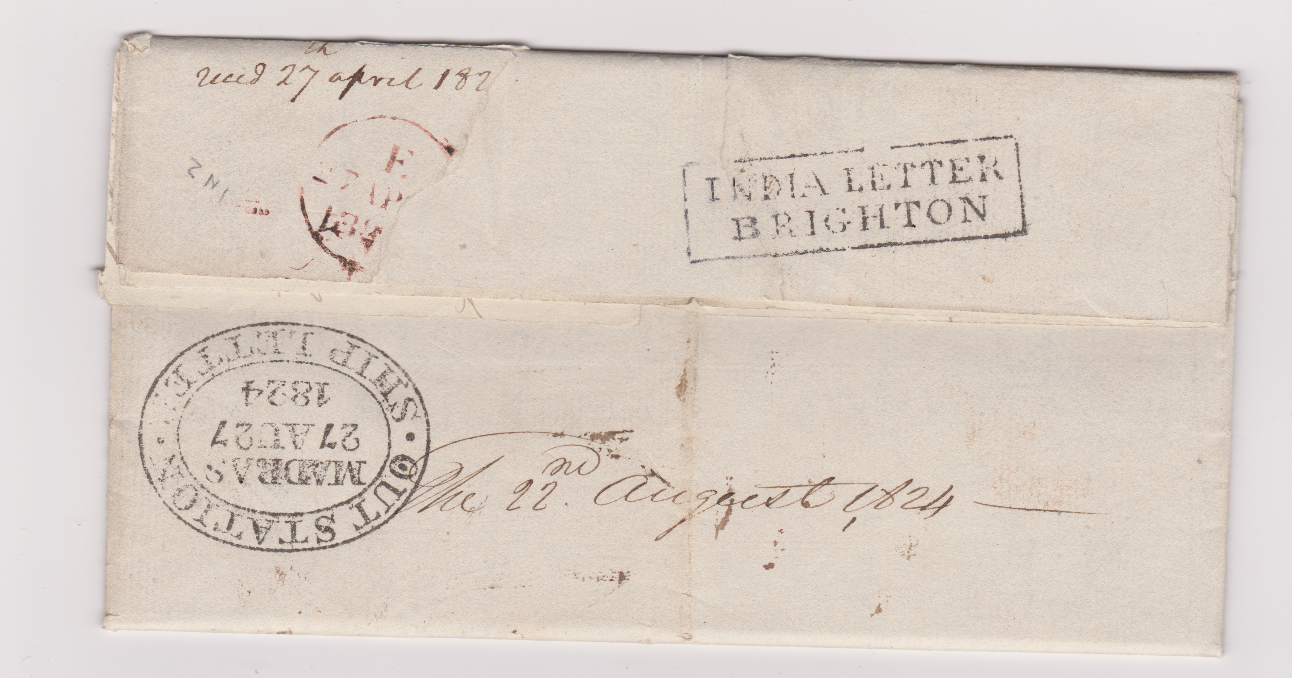 Quilon HG 1 pre stamp cover — back (COV-586)