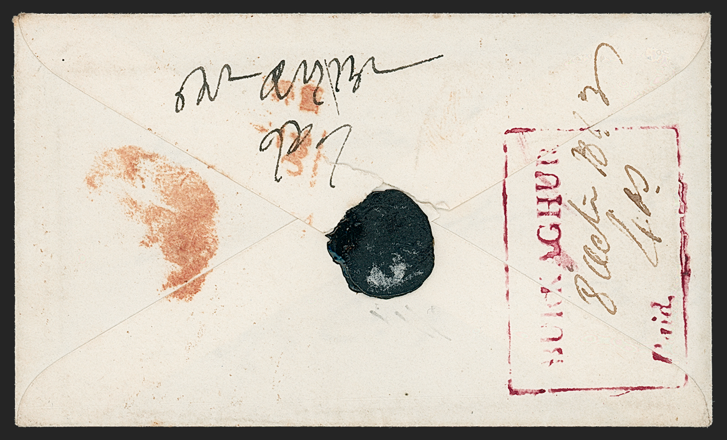 Pre-stamp cover of India — 8 October 1843, Burkaghur HG 1 handstruck folded letter (COV-5263)
