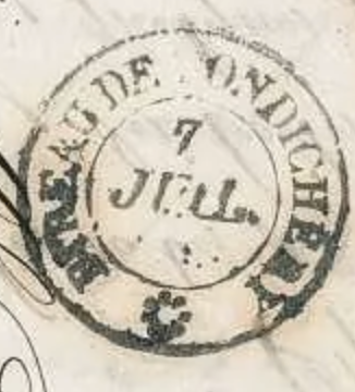 HG 13 handstamp from Pondicherry