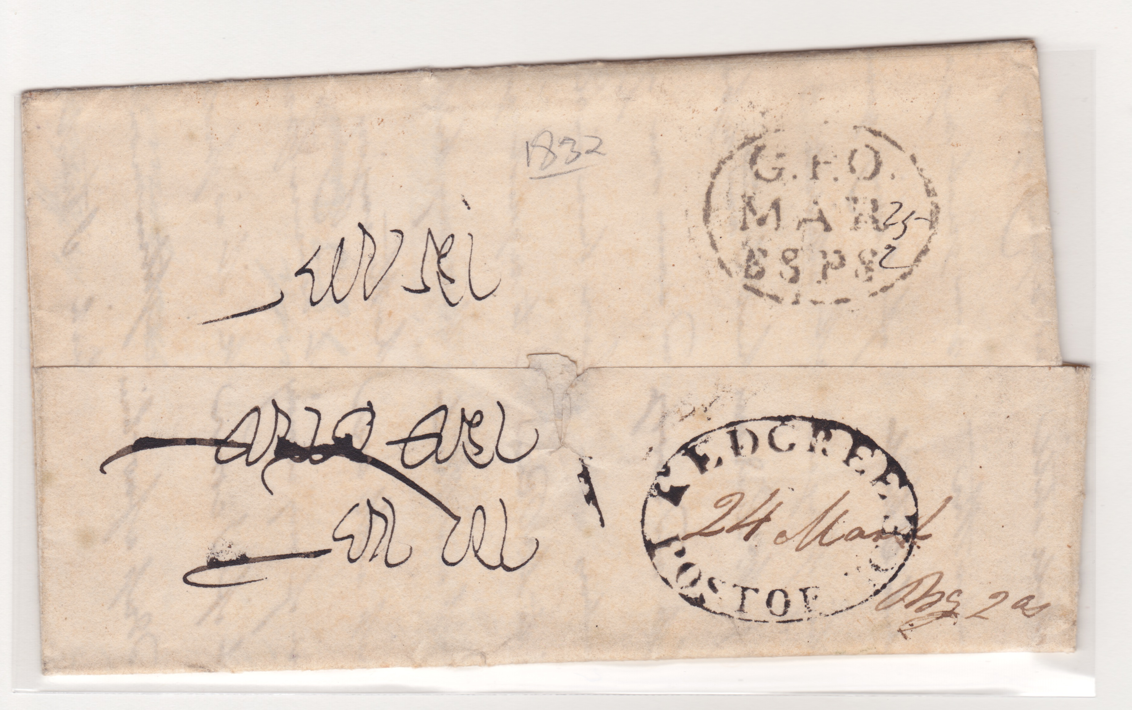 1832 Kedgeree HG 3 pre stamp cover — COV-4072