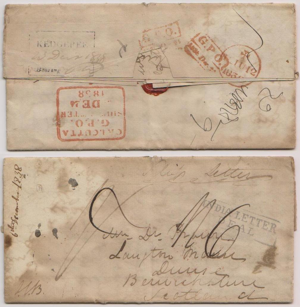 23 December 1838 Calcutta SD21 pre stamp cover — COV-4534