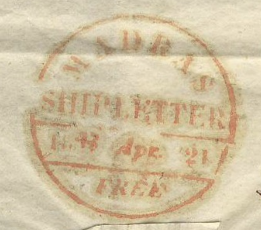 Handstruck stamp of India — Madras SD18 (Handstamp)