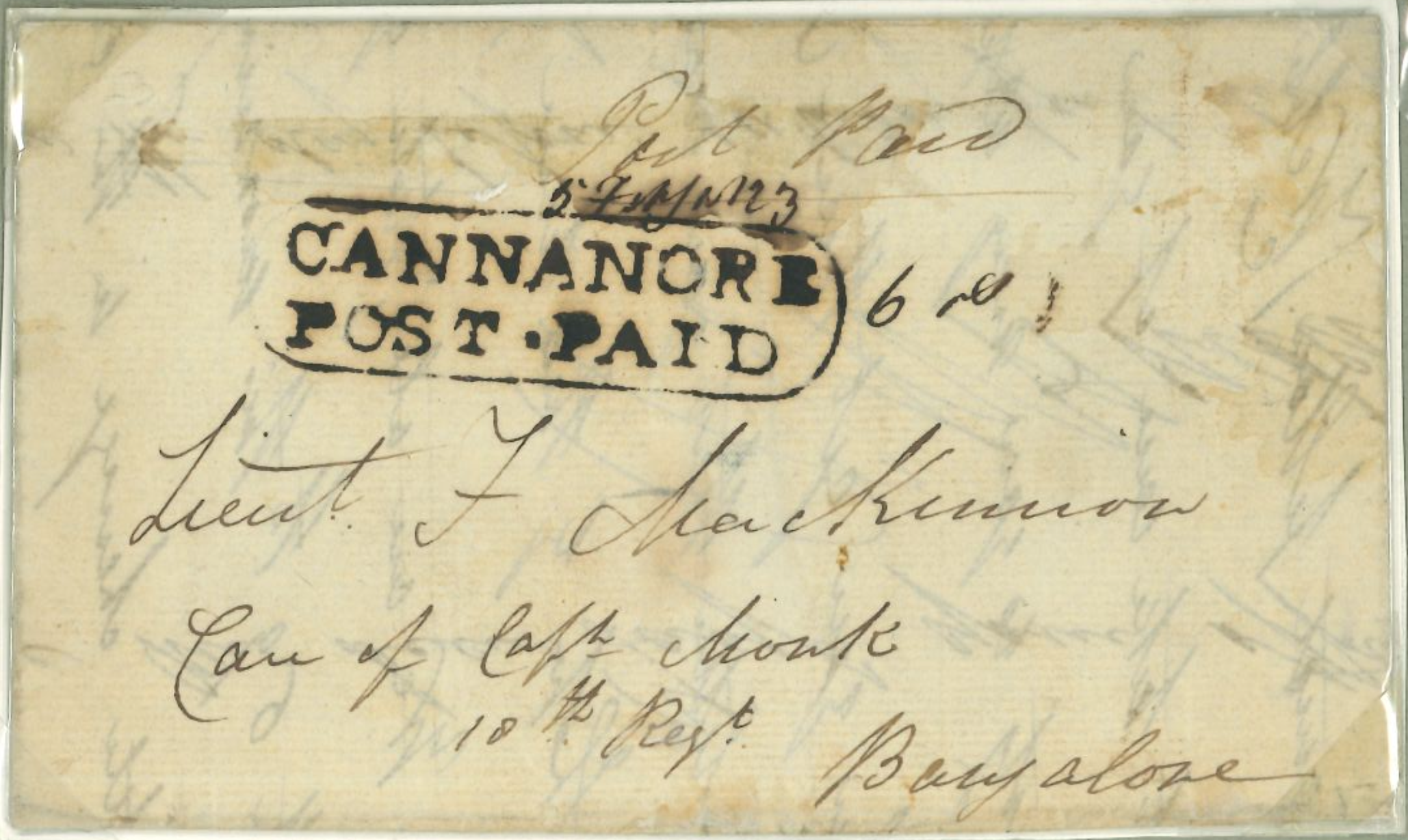 5 February 1823 Cannanore HG 1 pre stamp cover — COV-2051