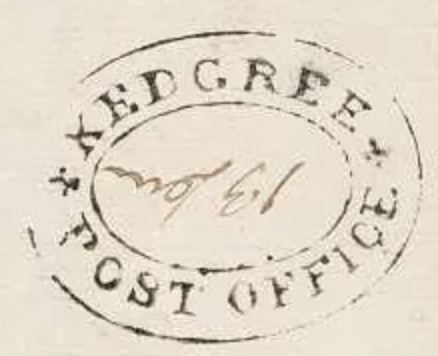 Kedgeree HG 2 — pre-1854 Indian handstamp, 1821–1827, Black