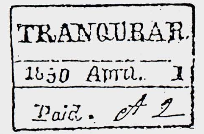 Tranquebar HG 6 — pre-1854 Indian handstamp, 1850–1858, Red (sketch)