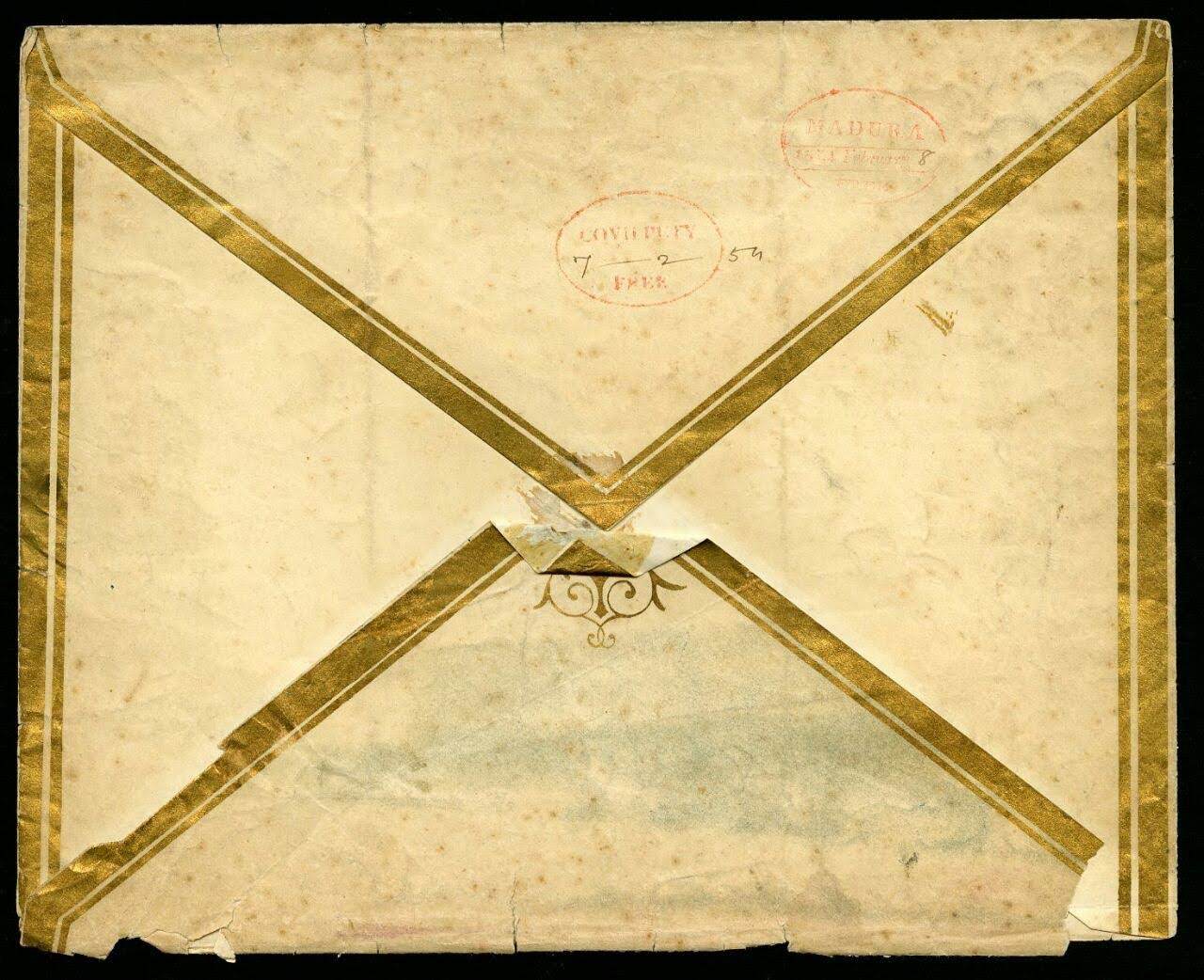 7 February 1854 Madura HG 4 pre stamp cover — COV-4532