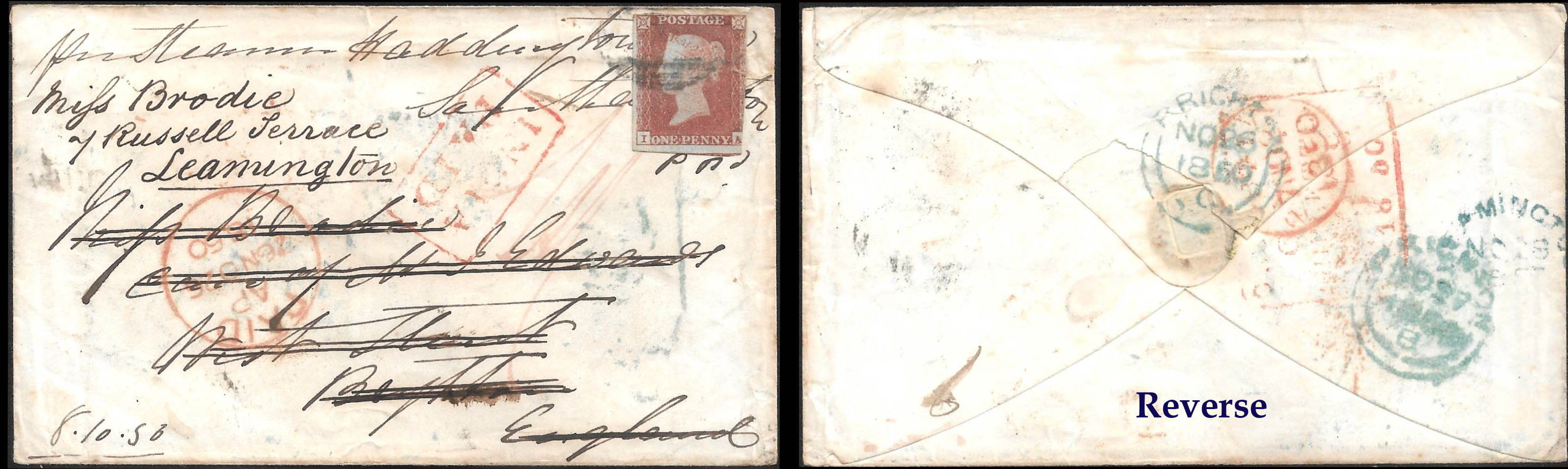 1850 Calcutta SD21 pre stamp cover — COV-4547