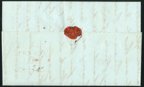 6 February 1846 Penang FP 5 pre stamp cover — COV-4302