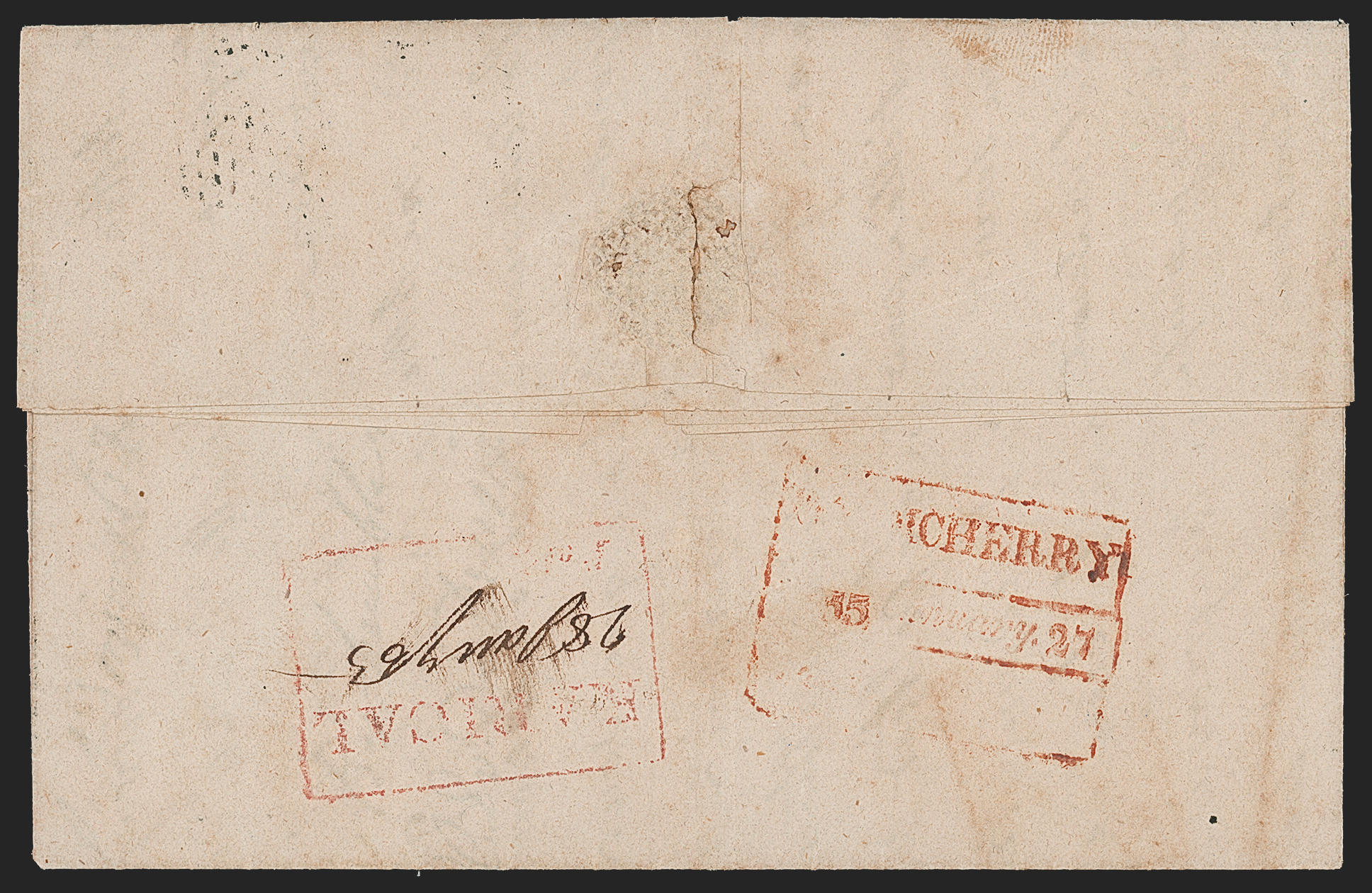 27 January 1855 Karical HG 1 pre stamp cover — COV-4825