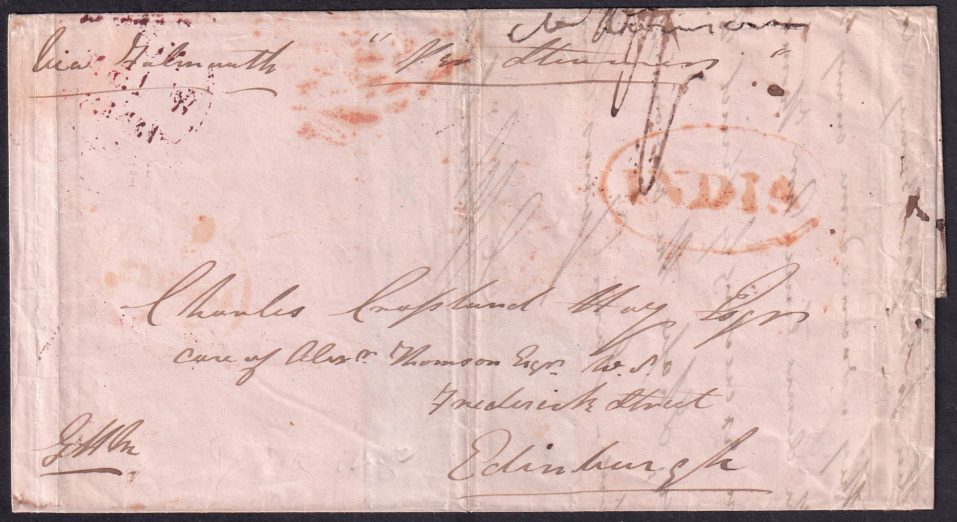 Ootacamund HG 4 pre stamp cover — back (COV-3142)