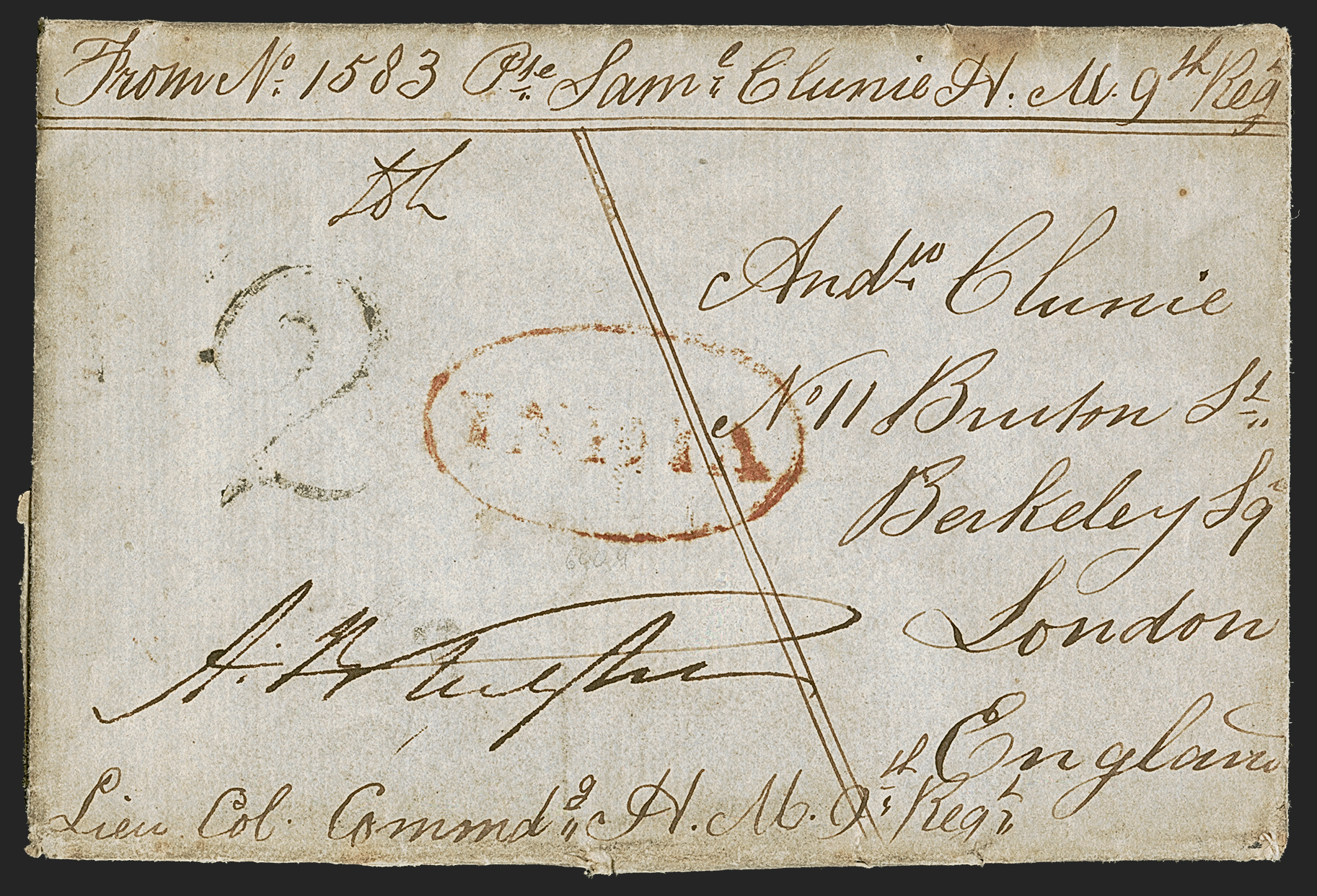 Pre-stamp cover of India — Ferozepore HG 7, scan 2 (COV-5156)