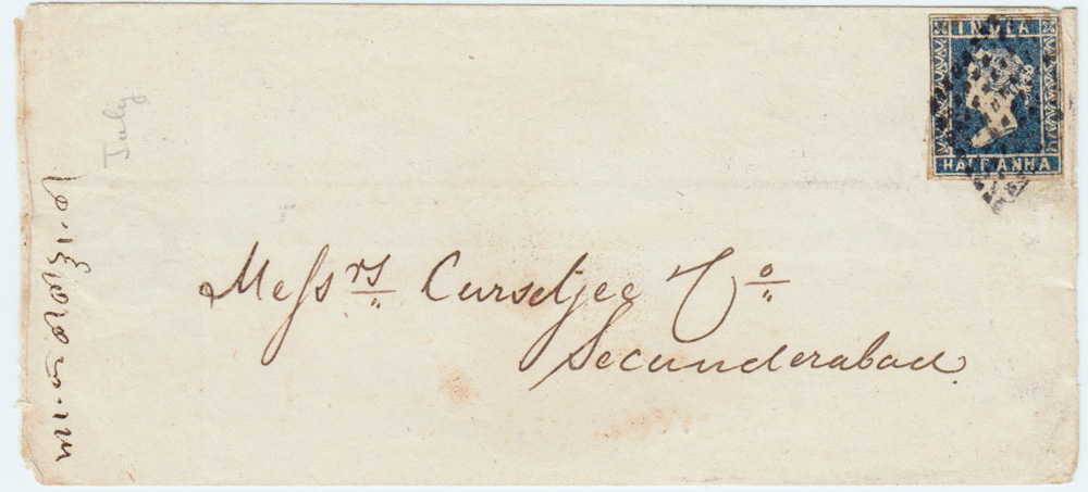 Secunderabad HG 6 pre stamp cover — back (COV-3558)