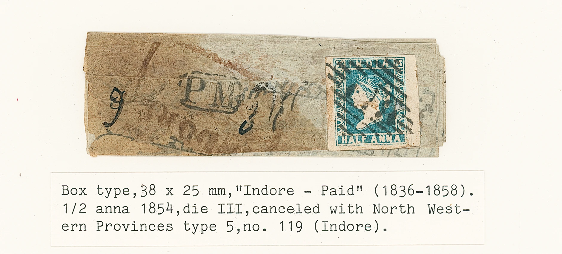 Pre-stamp cover of India — 1854, Indore HG 4 handstruck folded letter (COV-5319)