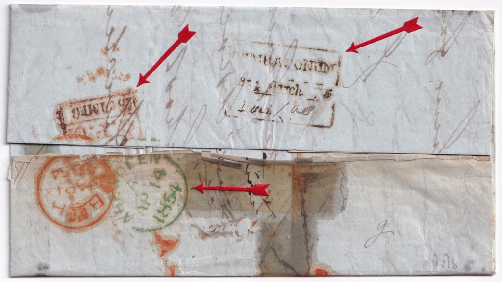 5 March 1854 Cumbacunum HG 2 pre stamp cover — COV-2873