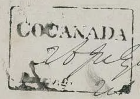 Cocanada HG 2 — pre-1854 Indian handstamp, 1848, Black