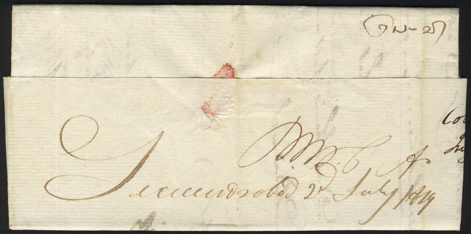 Kurnal (Mad) MN 1 pre stamp cover — back (COV-4502)
