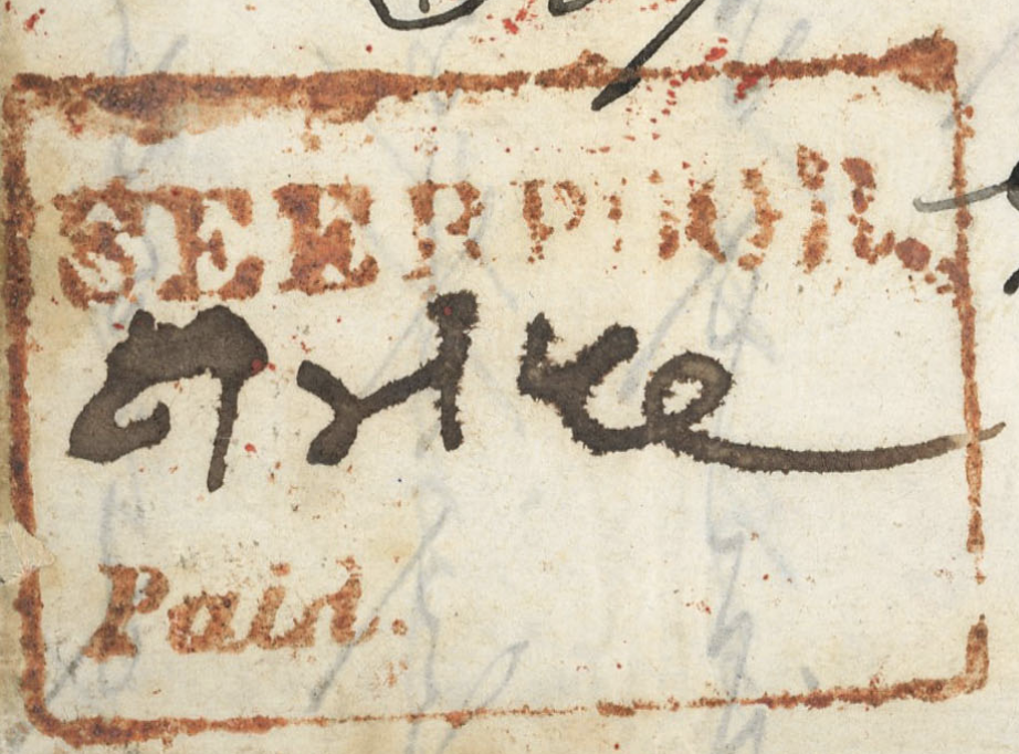 Handstruck stamp of India — Seerpore HG 2 pre-1854 handstamp