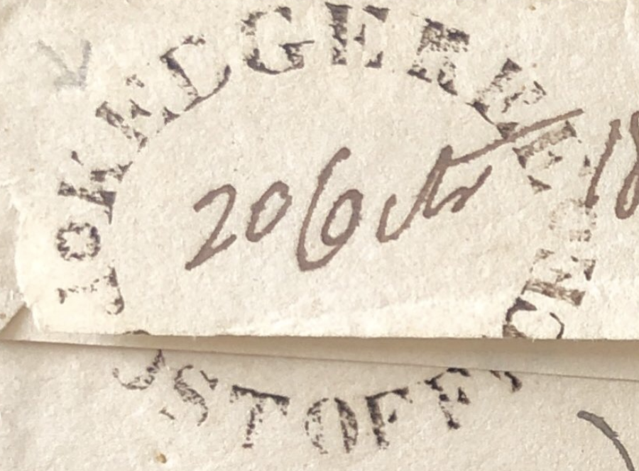 Kedgeree HG 5 — pre-1854 Indian handstamp, 1837–1842, Black