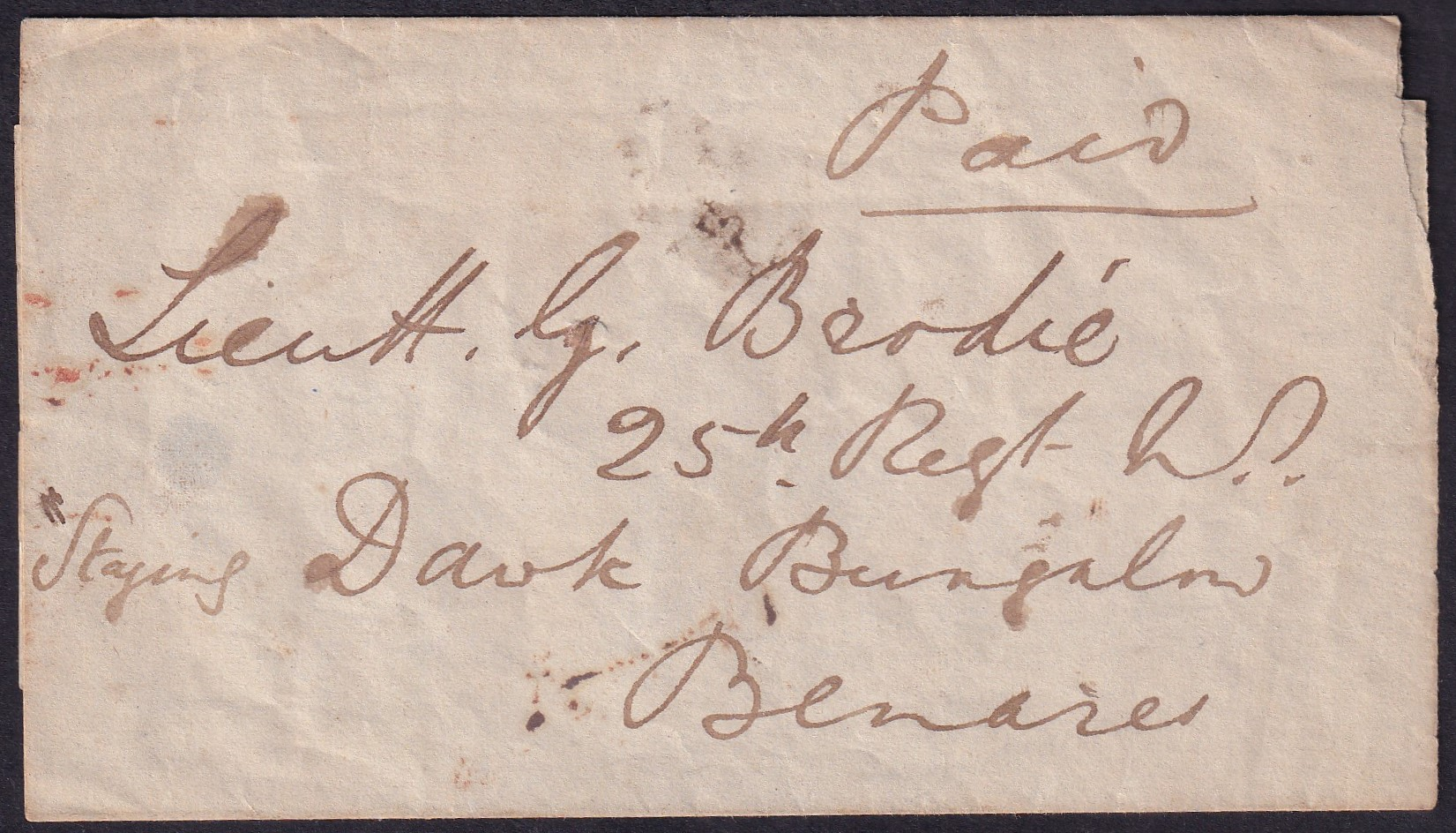 Ghazeepore HG 9 pre stamp cover — detail (COV-3566)