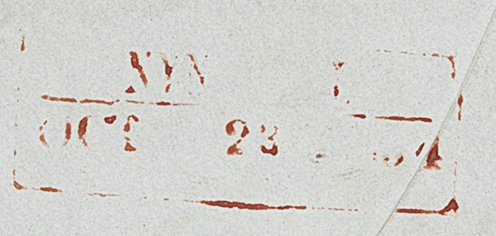 Handstruck stamp of India — Nynee Tal HG 4 pre-1854 handstamp, 1854, Red