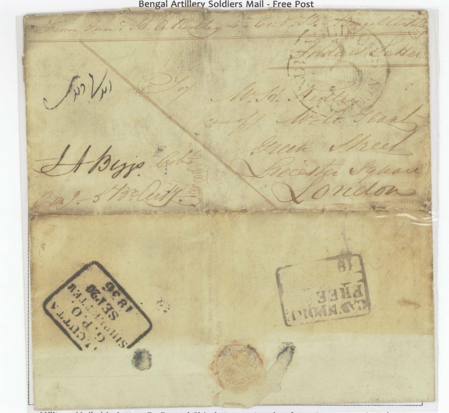 20 September 1836 Cawnpore HG 8 pre stamp cover — COV-4397