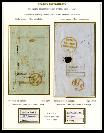 Pre-stamp cover of India — 1847, Singapore FP 4 handstruck folded letter (COV-5517)