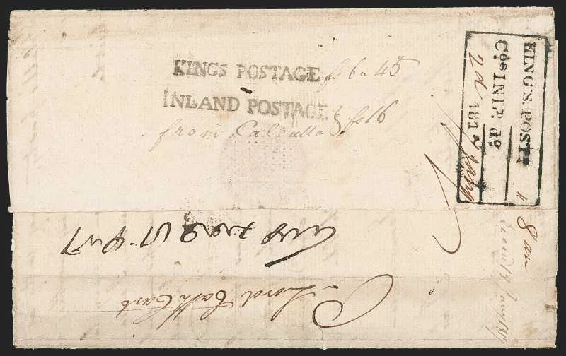 2 January 1817 Calcutta SR7 pre stamp cover — COV-656