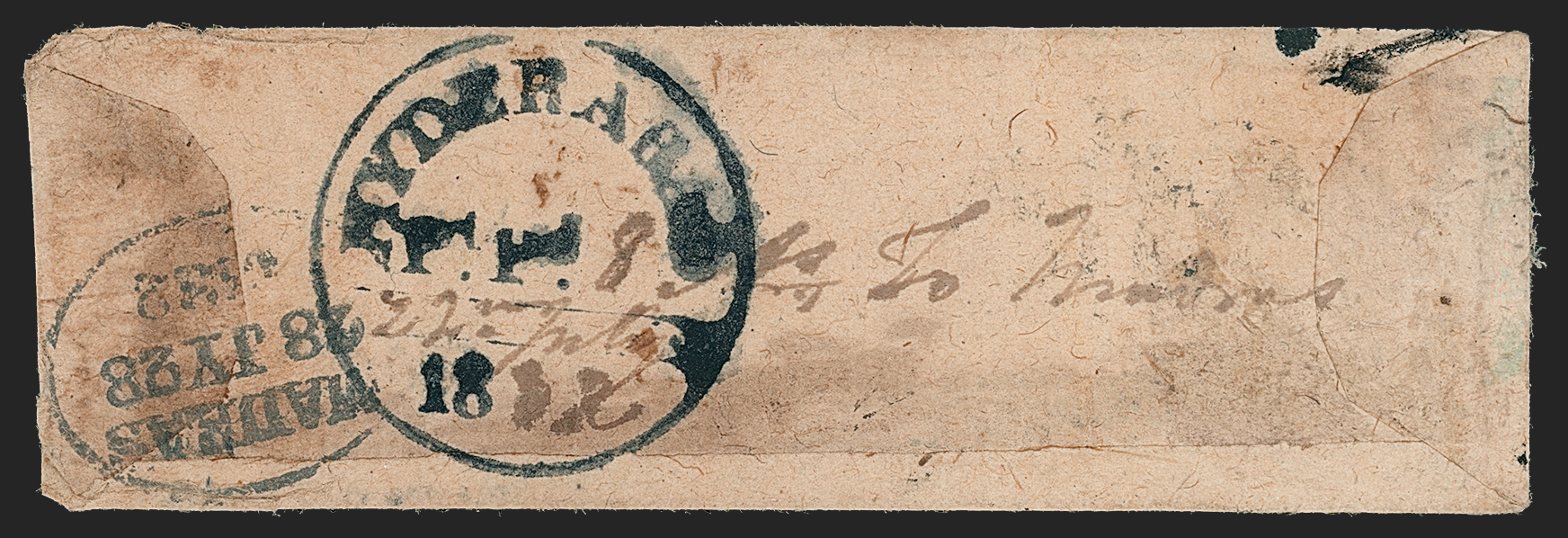 Pre-stamp cover of India — 22 July 1832, Hyderabad HG 4 handstruck folded letter (COV-5639)