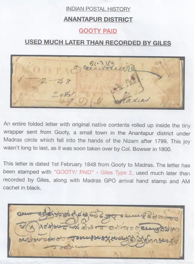 Gooty HG 2 pre stamp cover — detail (COV-3592)