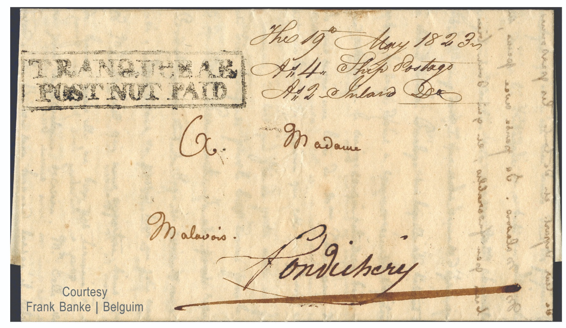 19 May 1823 Tranquebar HG 2 pre stamp cover — COV-4541