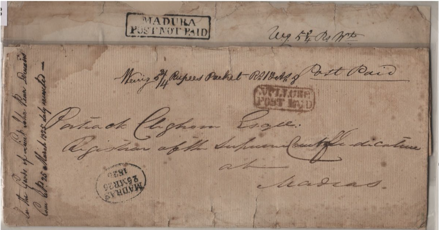 1827 Madura HG 1 pre stamp cover — COV-716