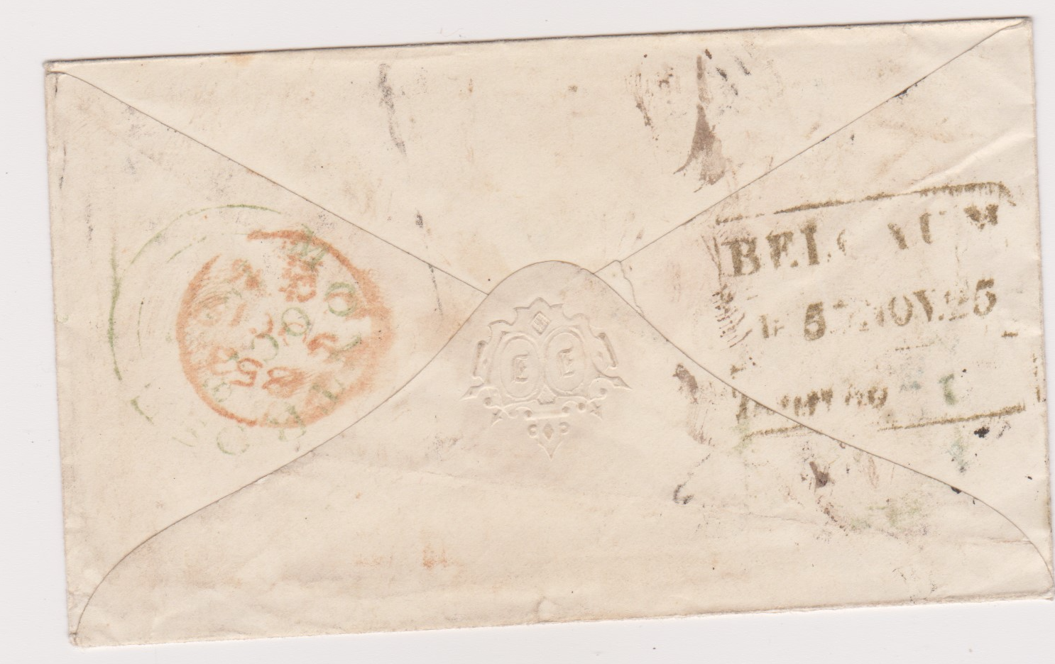 25 November 1856 Belgaum HG 6 pre stamp cover — COV-4004