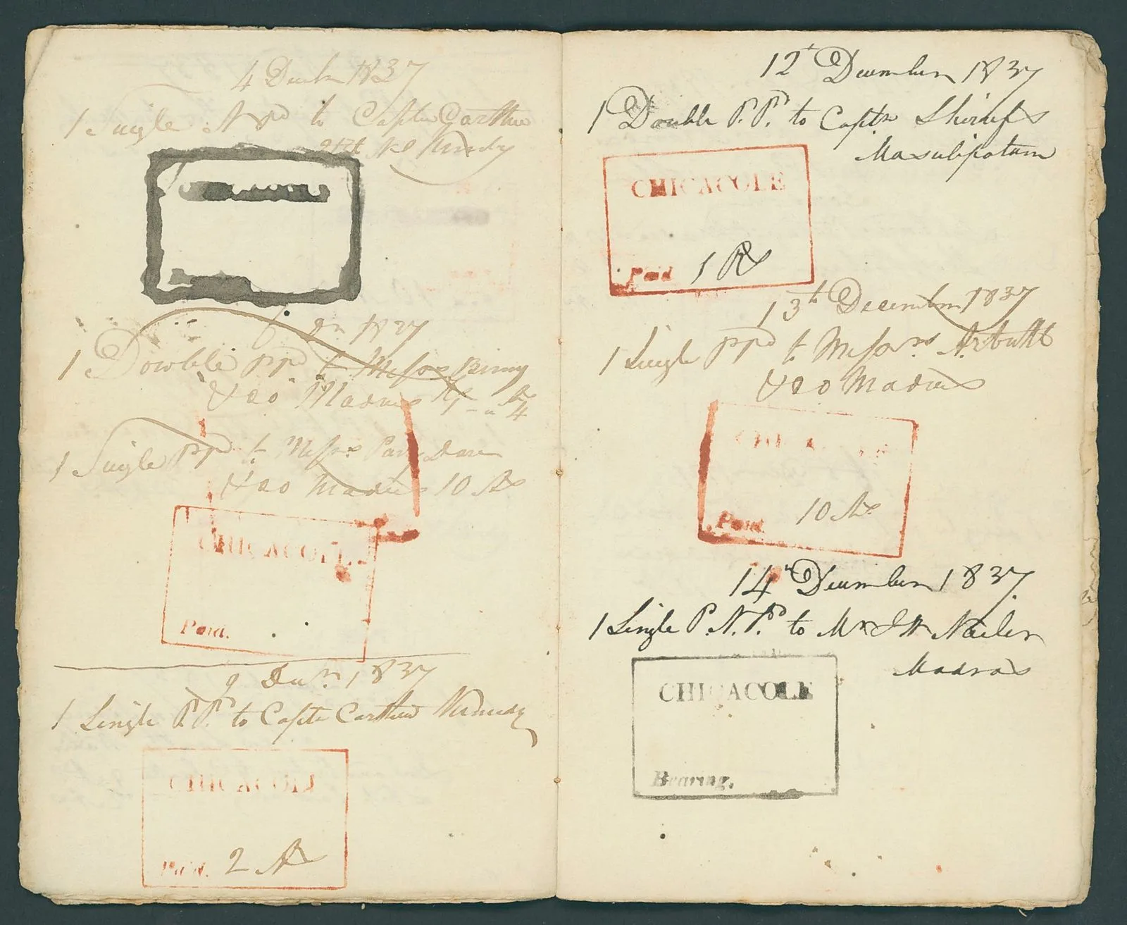 1837 Chicacole HG 2 pre stamp cover — COV-539