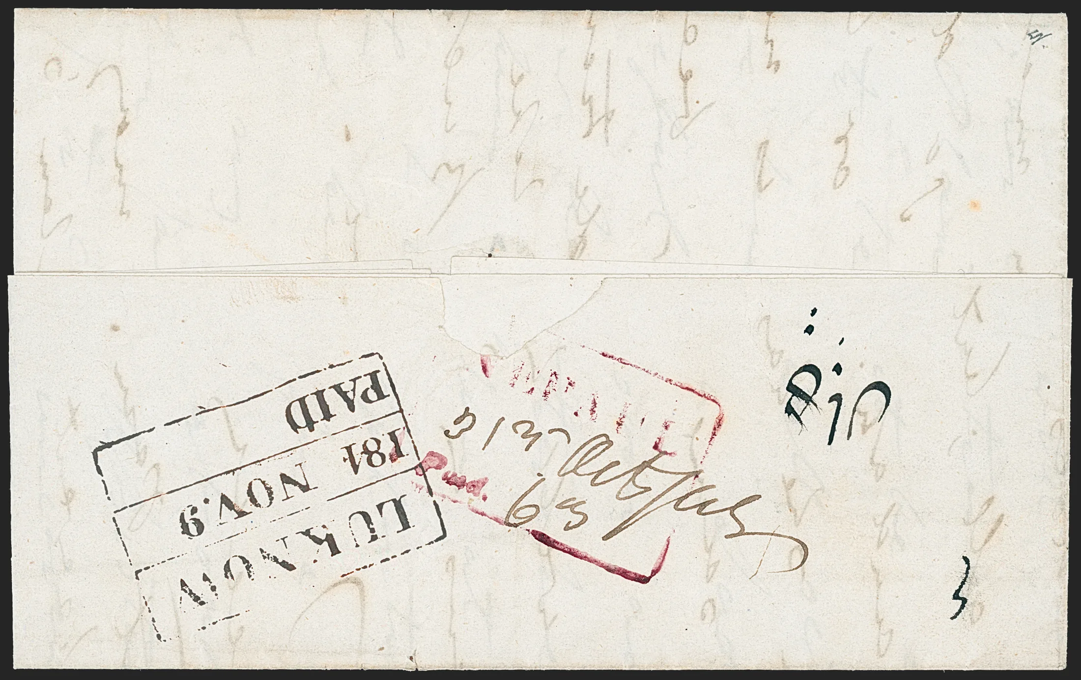 31 October 1844 Lucknow HG 8 pre stamp cover — COV-517