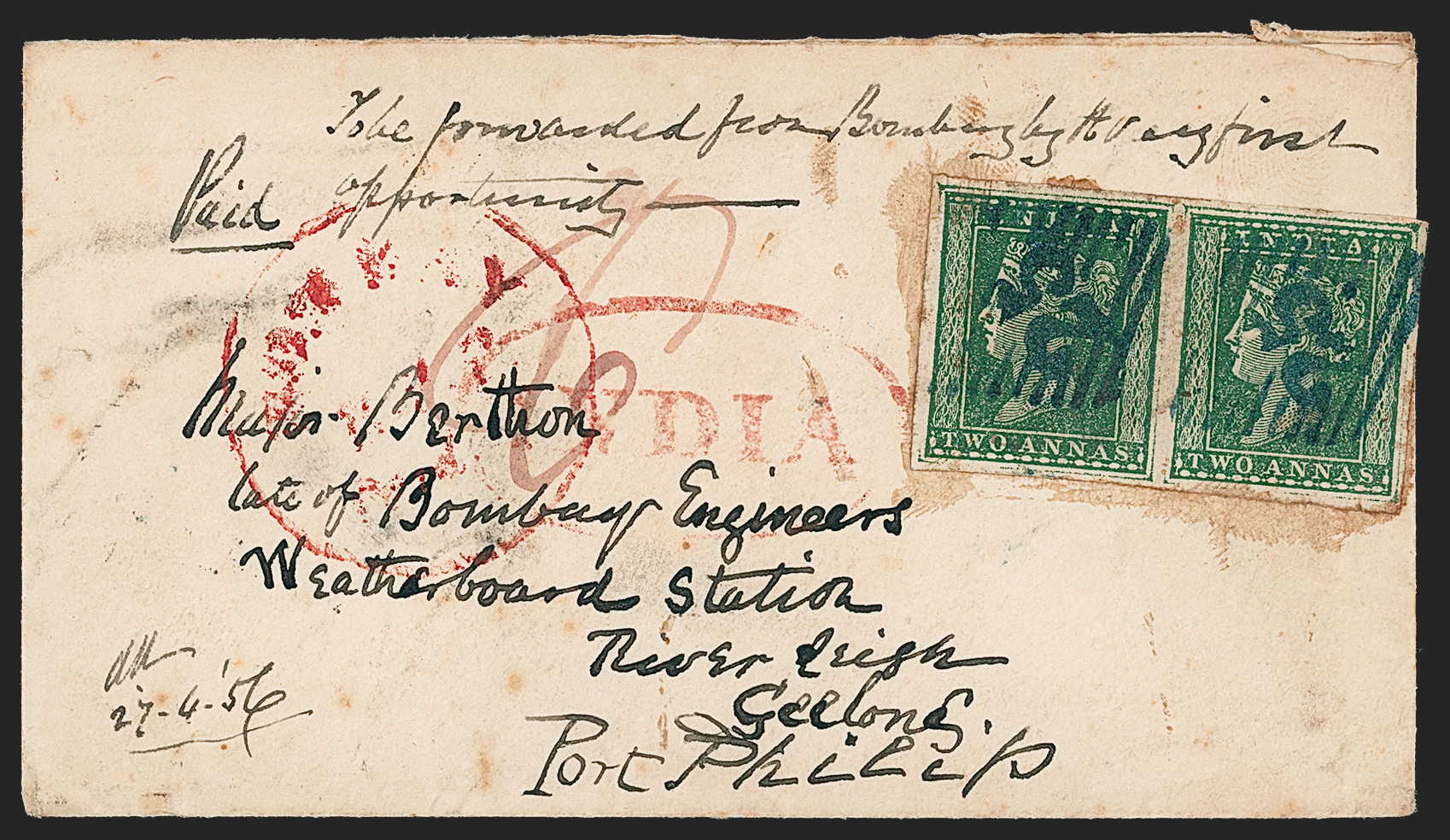 Deesa HG 3 pre stamp cover — back (COV-4811)