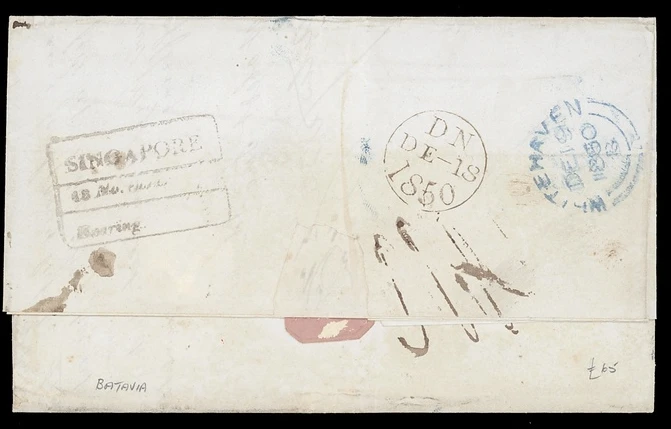 Pre-stamp cover of India — 1841, Singapore FP 4 handstruck folded letter (COV-5511)
