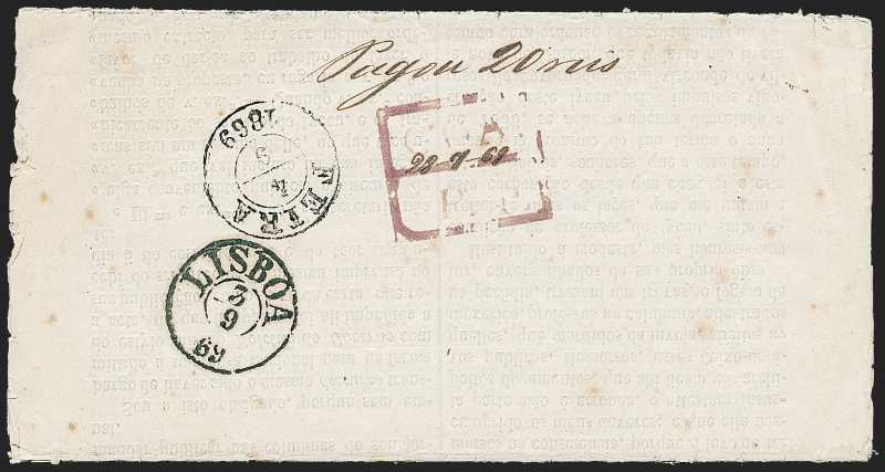 28 July 1869 Goa FP 10 pre stamp cover — COV-3197