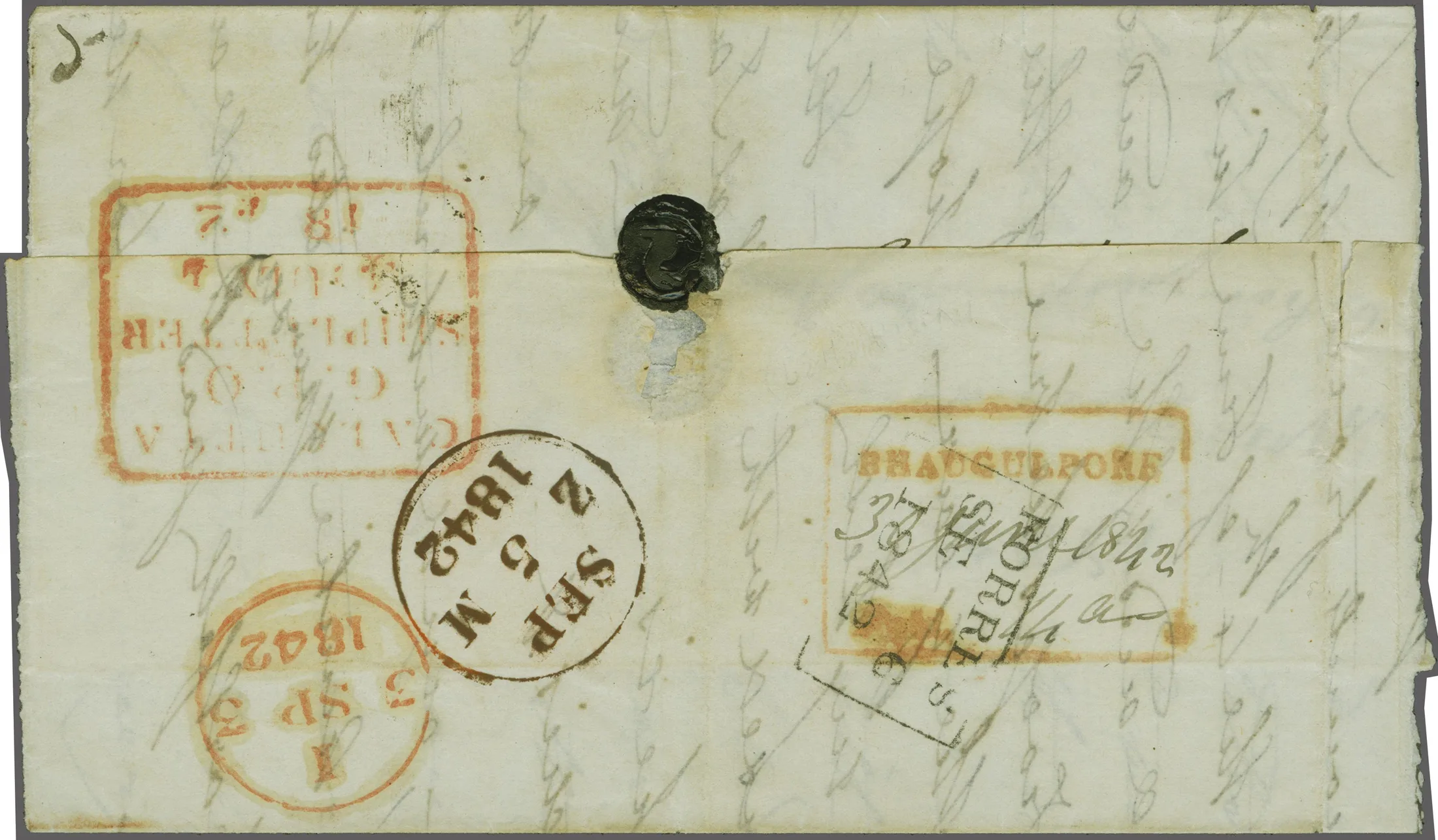 1842 Bhauglepoor HG 5 pre stamp cover — COV-523